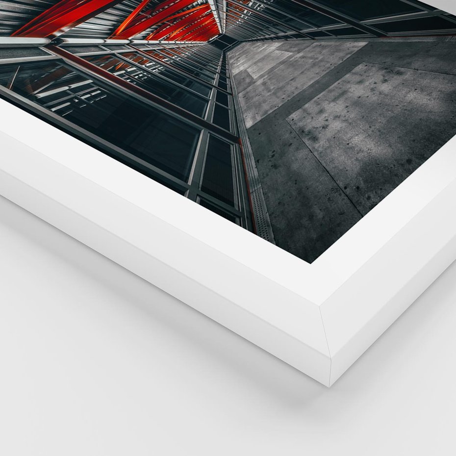Plakat w ramie 30x40 - Nieskończoność Przestrzeni - korytarz, perspektywa - rama biała