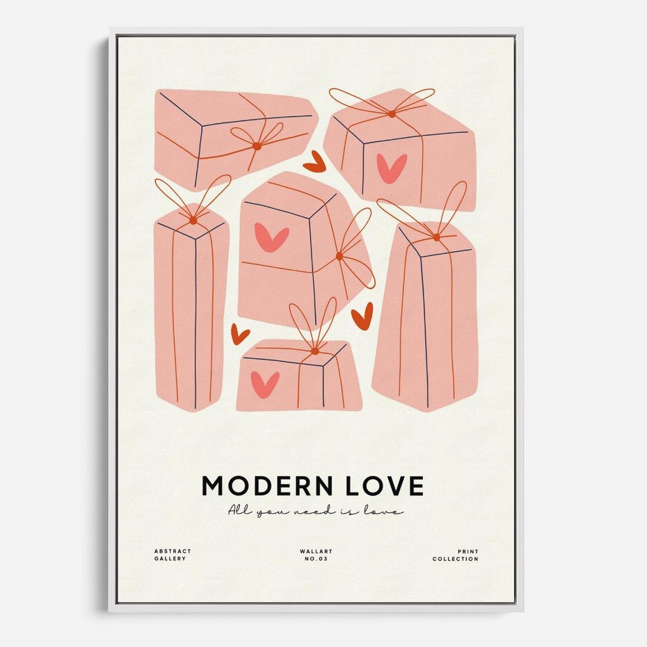 Obraz w ramie 50x70 - Nowoczesna Miłość - nowoczesna grafika, pastelowe kolory - rama biała