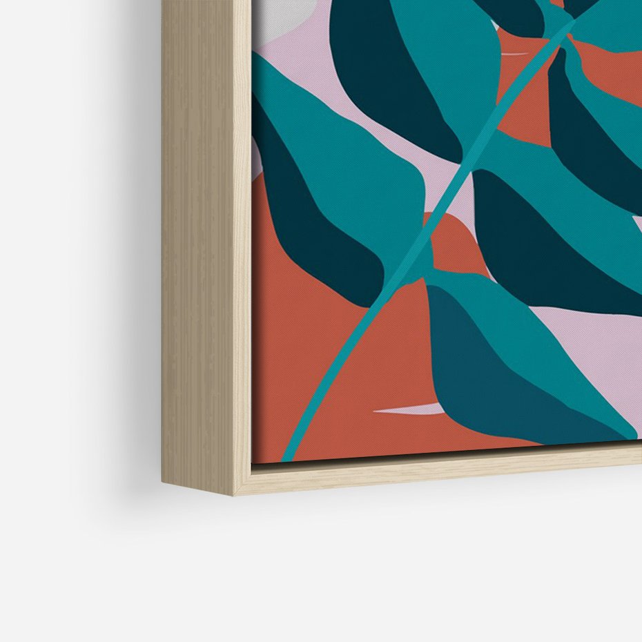 Obraz w ramie 70x100 - Harmonijne Formy - abstrakcyjna kompozycja kwiatowych form, kolor zgaszone - rama drewno