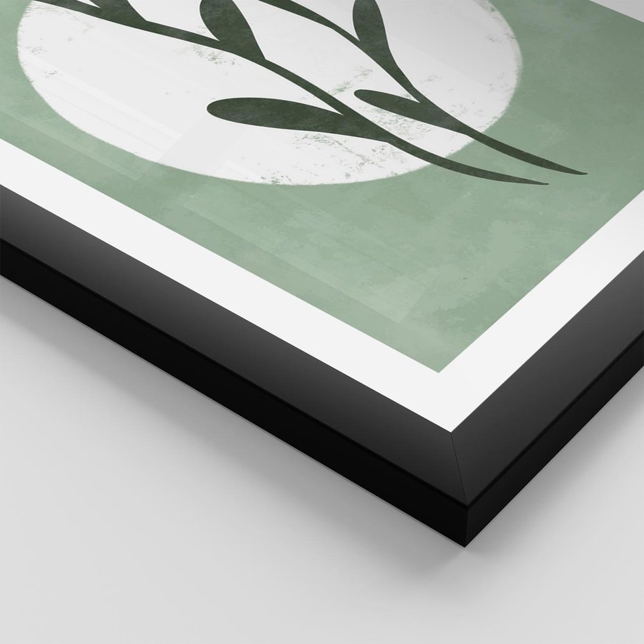 Plakat w ramie 50x70 - Kształty Zielonego Ukojenia - zielony plakat, roślinne motywy - rama czarna