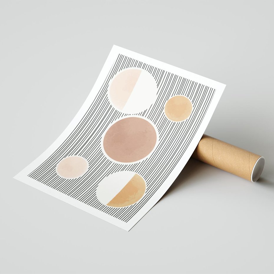 Plakat bez ramy 40x50 - Rozplątane Granice - abstrakacyjna nowoczesna sztuka, koła okręgi