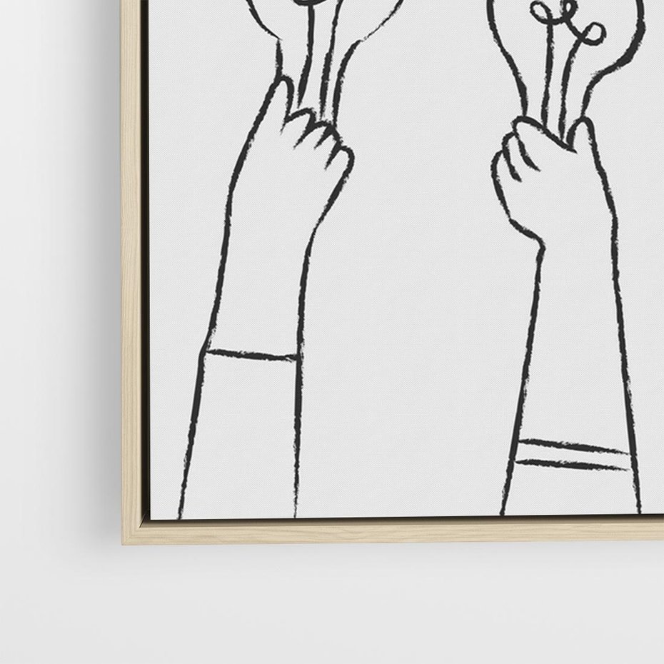 Obraz w ramie 100x70 - Idea w Rękach - szkic, grafika - rama drewno