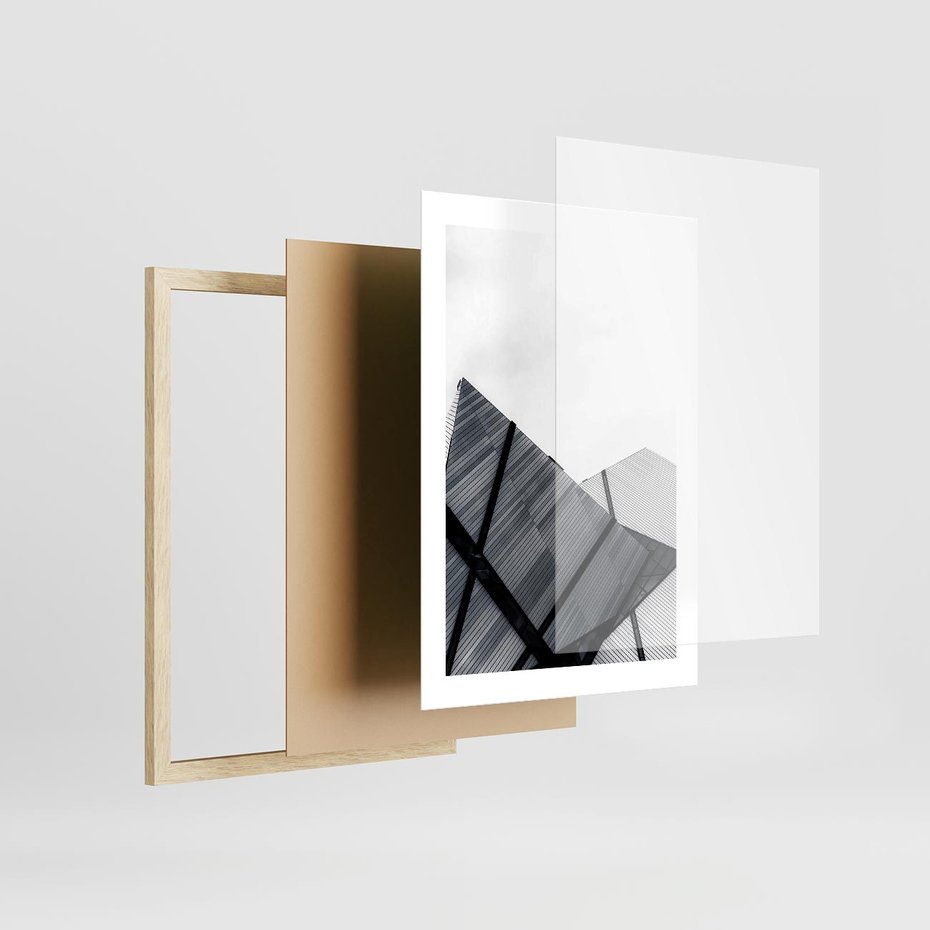 Plakat w ramie 30x40 - Nowoczesna Metropolia - architektura, proste linie - rama drewno