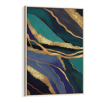 Obraz w ramie 50x70 - Sztorm malarskich emocji - marmur, abstrakcyjna grafika - rama drewno