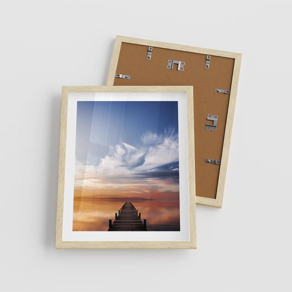 Plakat w ramie 40x50 - Magia Chwili - pomost, zachód - rama drewno