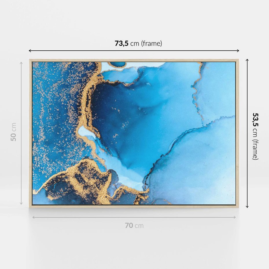 Obraz w ramie 70x50 - Elegancja i Wyrafinowanie - marmur, złoto - rama drewno