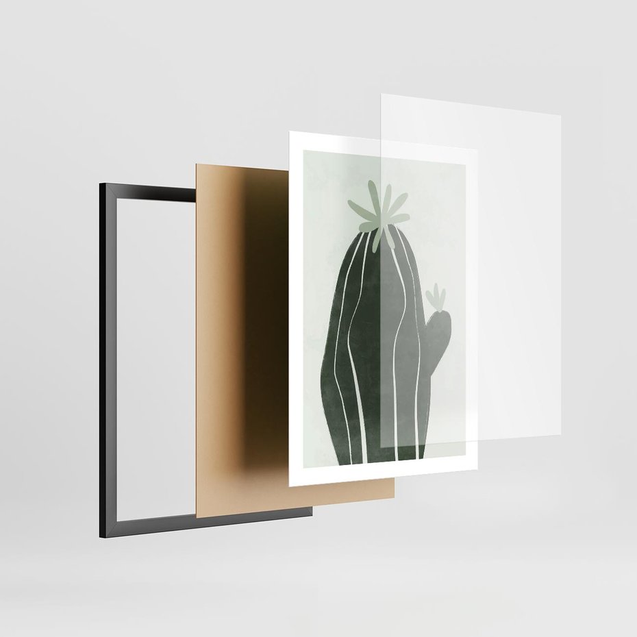 Plakat w ramie 50x70 - Zieleń Inspirującego Życia - zielony plakat, minimalizm - rama czarna