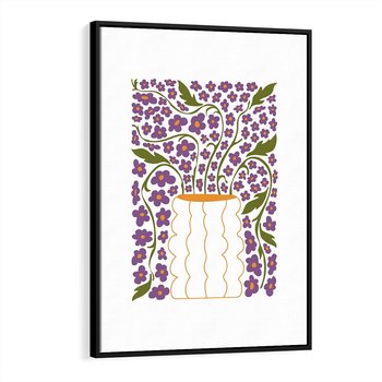 Obraz w ramie 70x100 - Witalność Kwiatów - kwiaty w wazonie, minimalistyczna kompozycja - rama czarna