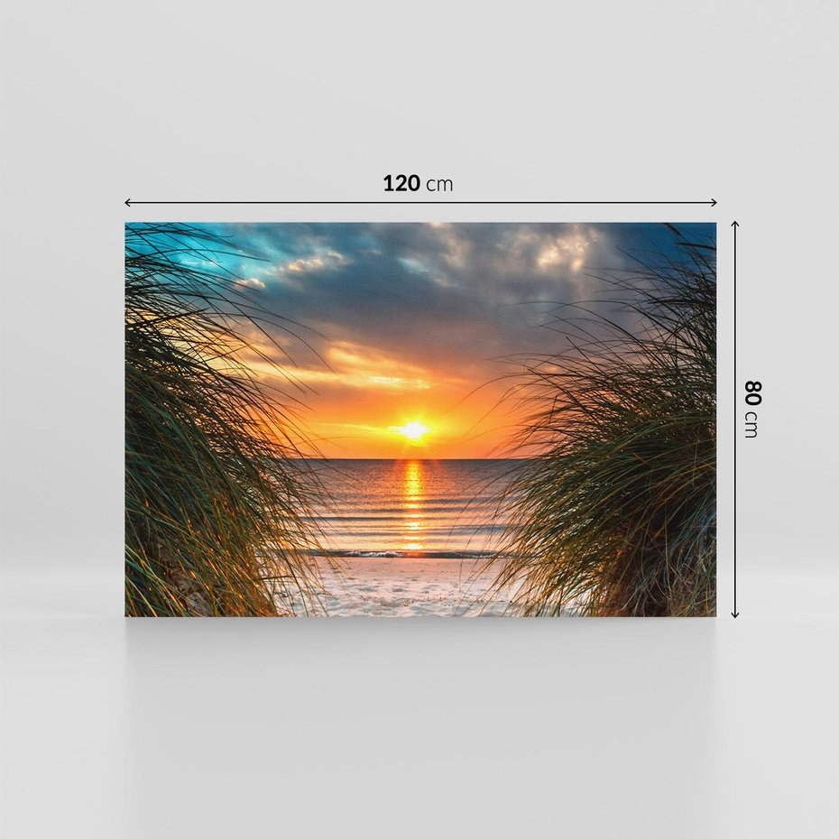 Obraz na płótnie 120x80 - Magia zachodu słońca na plaży - zachód, słońca