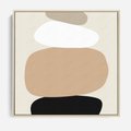 Obraz w ramie 50x50 - Zgeometryzowane Kształty - modernistyczny plakat, obłe kształty - rama drewno