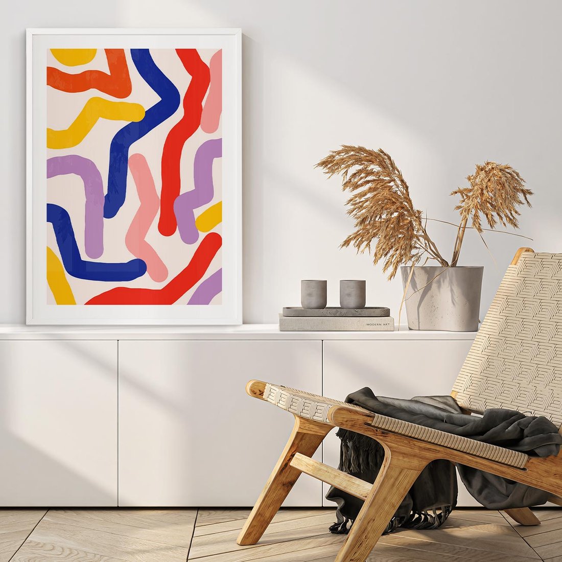 Plakat bez ramy 50x70 - Abstrakcyjne Dialogi - abstrakcyjny kolorowy obraz, kolorowe linie