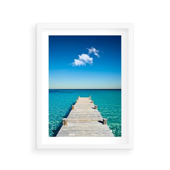 Plakat w ramie 30x40 - Letnie Morskie Uczucie - morze, pomost - rama biała