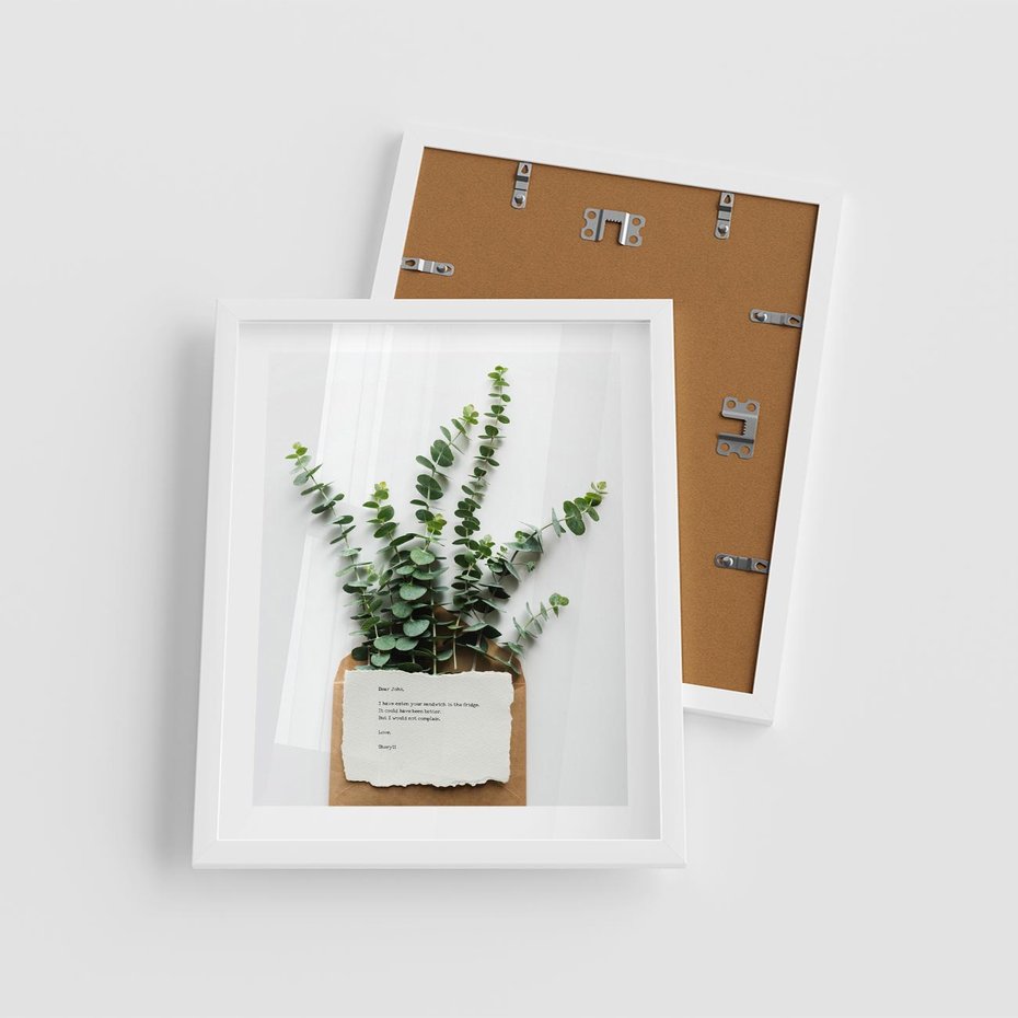 Plakat w ramie 40x50 - Eukaliptusowa harmonia - eukaliptus, liście - rama biała