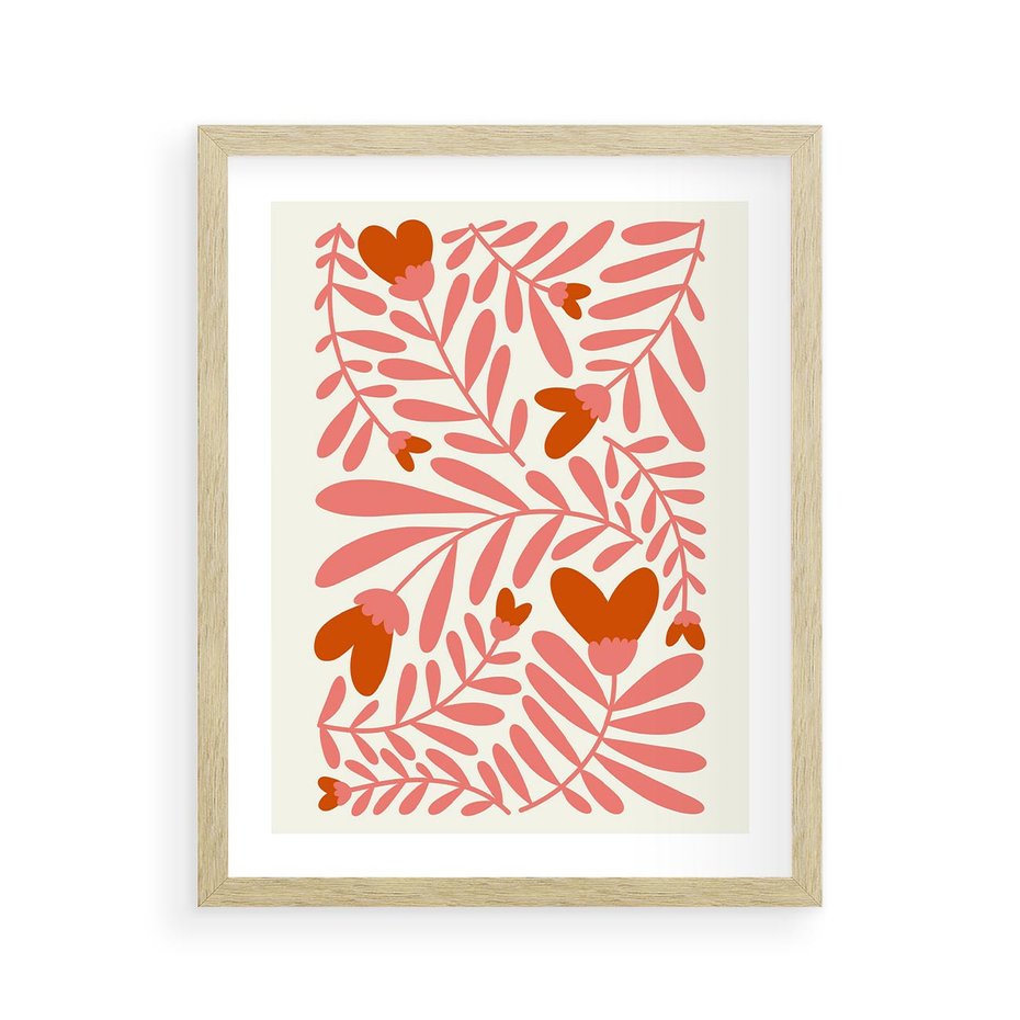 Plakat w ramie 40x50 - Taniec komplementarnych barw - kwiaty, pastelowe kolory - rama drewno