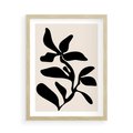 Plakat w ramie 50x70 - Wibracje Akwarelowych Ścieżek - abstrakcyjny minimalistyczna kwiat, czarno biały plakat - rama drewno