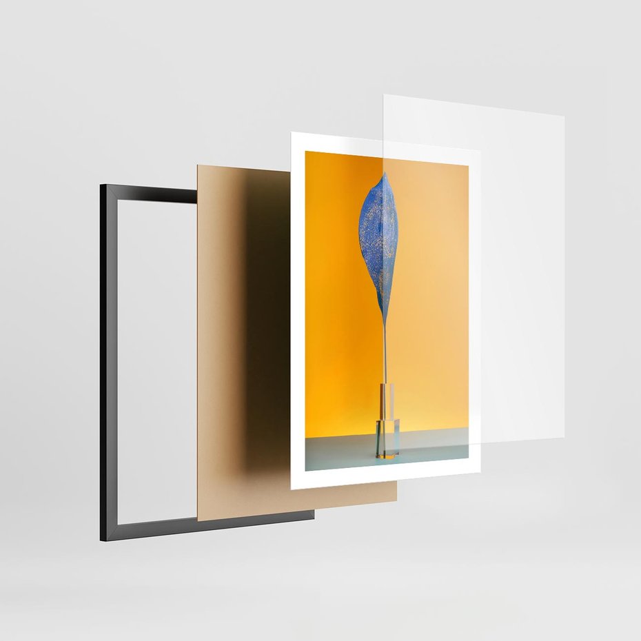 Plakat w ramie 50x70 - Niebiańskie liście - liść, liście - rama czarna