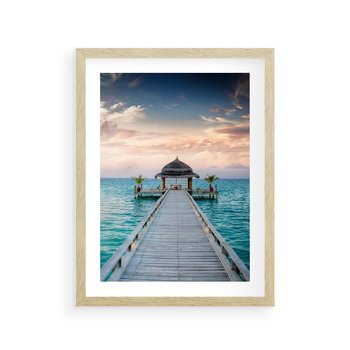 Plakat w ramie 30x40 - Morski Pomost - morze, pomost - rama drewno