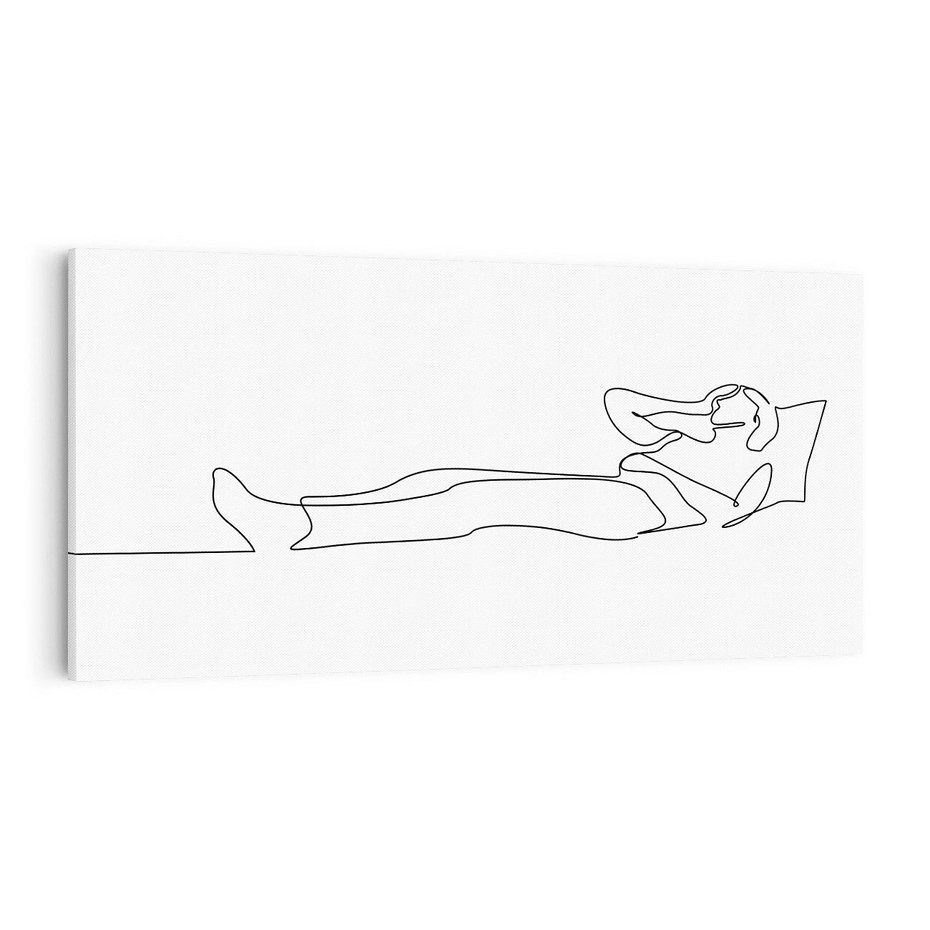 Obraz na płótnie 100x50 - Postać na Łóżku - one line art, szkic