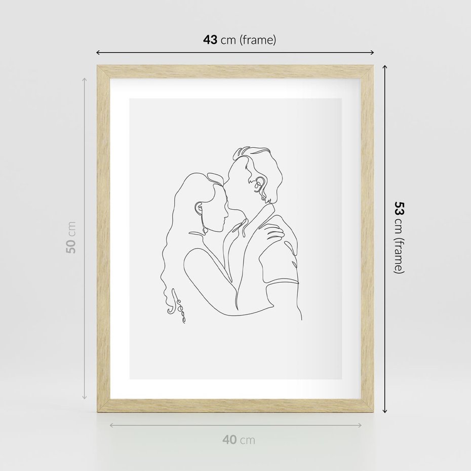 Plakat w ramie 40x50 - Wewnętrzne Emocje - para zakochanych, kobieta i mężczyzna - rama drewno