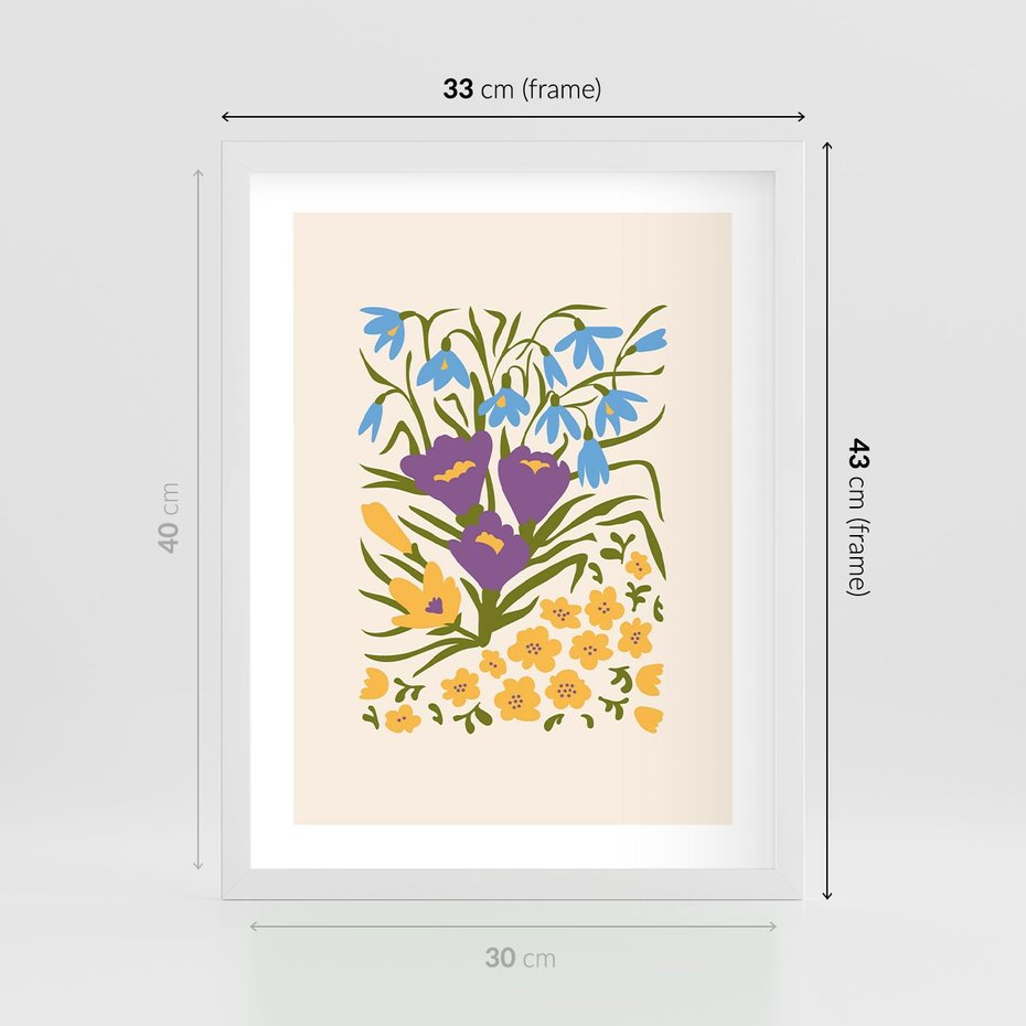 Plakat w ramie 30x40 - Kwiatowe Przenikanie - kwiaty, sztuka nowoczesna - rama biała