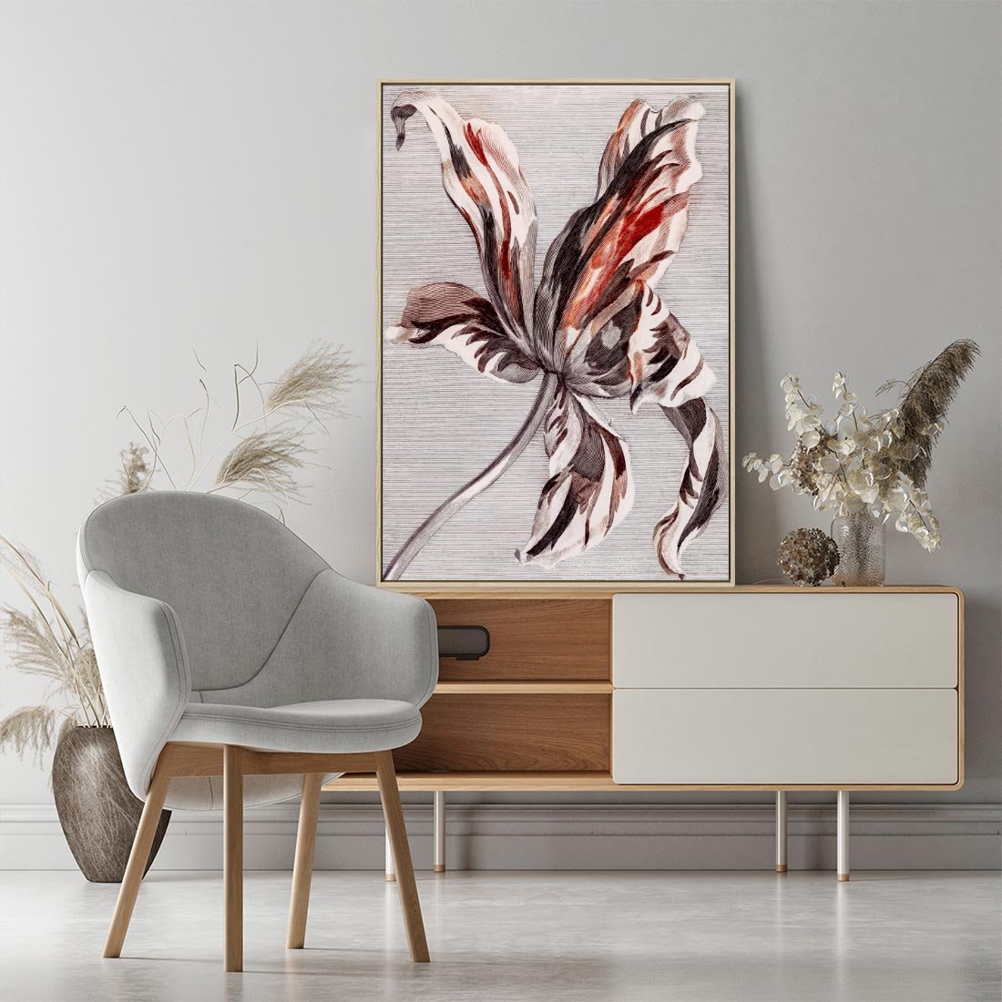 Obraz w ramie 80x120 - Graficzna Elegancja - nowoczesna sztuka, grafika - rama drewno