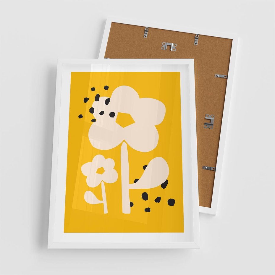 Plakat w ramie 50x70 - Bezgraniczne Impulsy - abstrakcyjny kwiat, plakat - rama biała