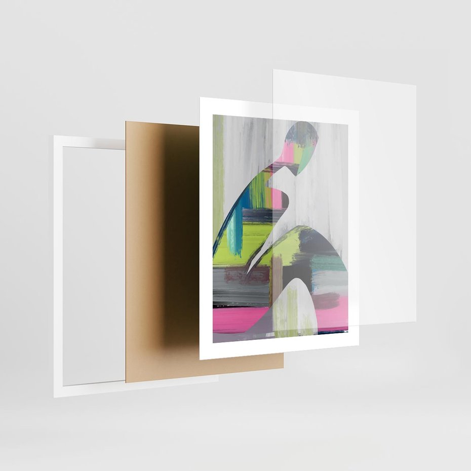 Plakat w ramie 40x50 - Impulsy Marzeń - abstrakcyjna sztuka, nowoczesny obraz - rama biała