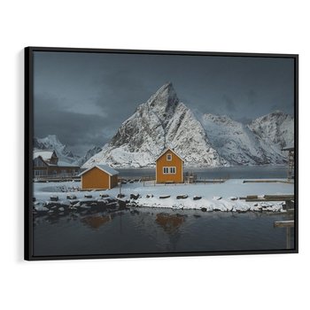 Obraz w ramie 100x70 - Minimalizm i Urok Natury - skandynawskie, domki - rama czarna