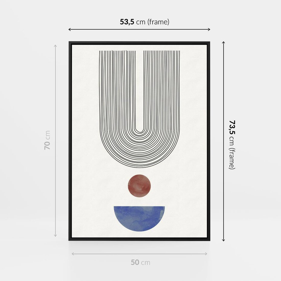 Obraz w ramie 50x70 - Rozplątane Wibracje - nowoczesny plakat, styl midcentury - rama czarna