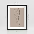 Plakat w ramie 40x50 - Intrygujące Szkice - mnimalistyczny akt kobiecy, beżowa tonacja - rama czarna