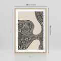 Plakat w ramie 50x70 - Harmonijne Kształty - abstrakcyjne ryciny, czarno biały - rama drewno