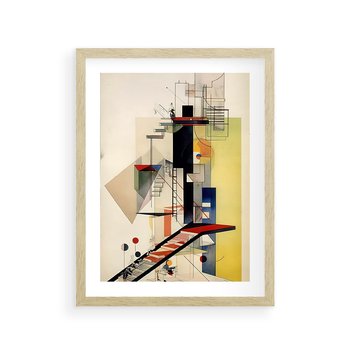 Plakat w ramie 50x70 - Kolorowe Wnętrza Inspiracji - abstrakcyjny obraz, jak kandinsky - rama drewno