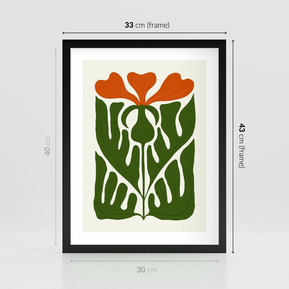 Plakat w ramie 30x40 - Minimalistyczny Urok Kwiatu - kwiat, sztuka nowoczesna - rama czarna