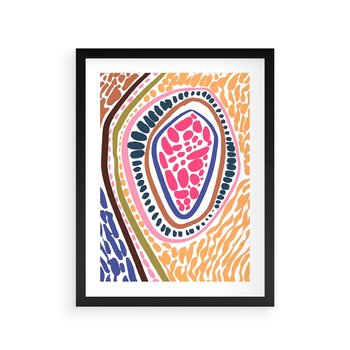 Plakat w ramie 40x50 - Rozchlapane Wizje - kolorowe wzory, tęczowe żywe kolory - rama czarna