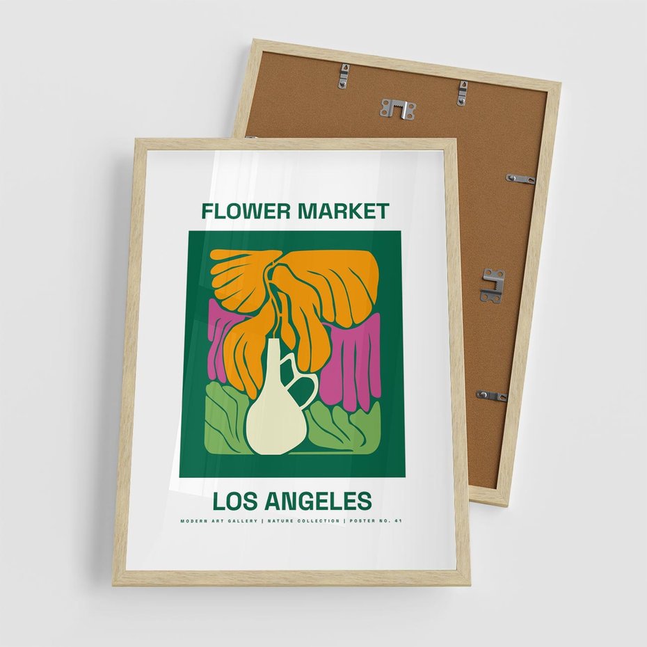 Plakat w ramie 50x70 - Przenikające Kontury - minimalizm, plakat - rama drewno