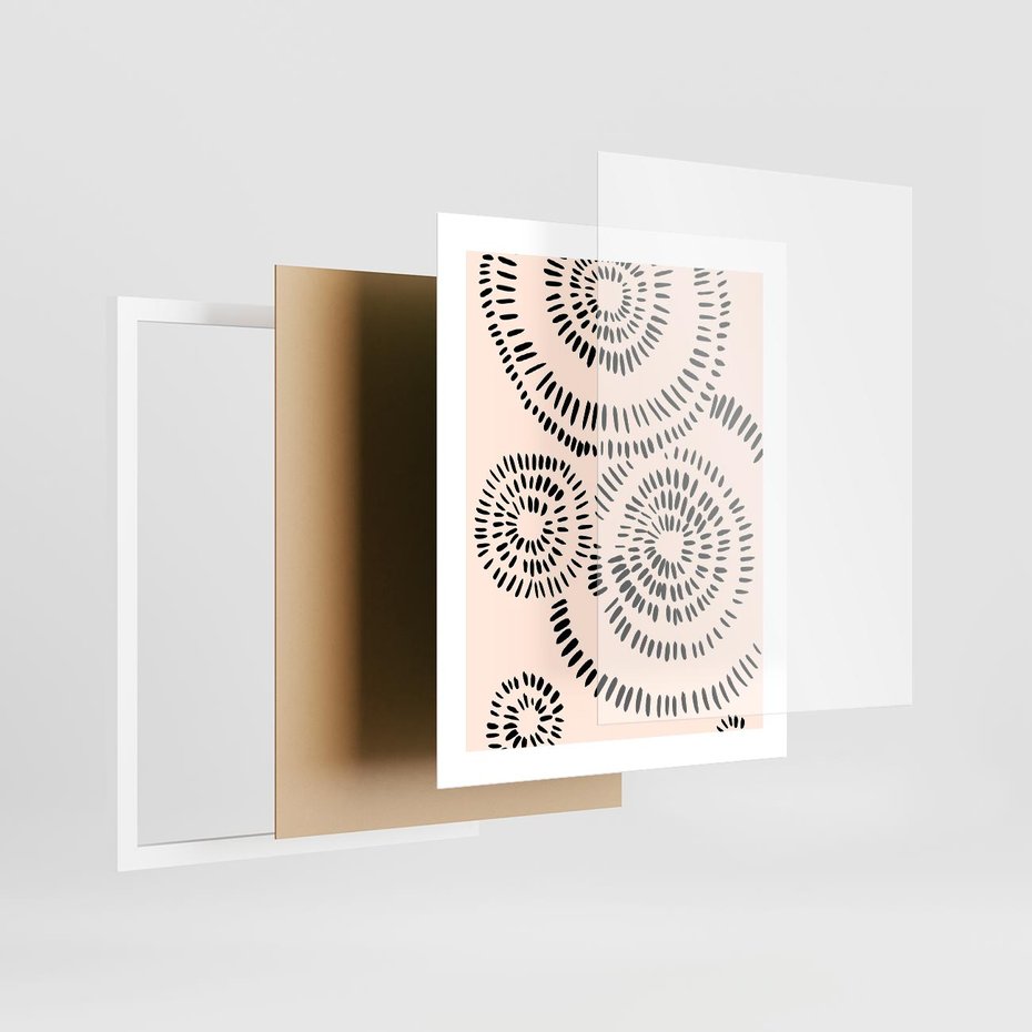 Plakat w ramie 40x50 - Abstrakcyjne Wnętrza - minimalistyczne kształty, odbicia - rama biała