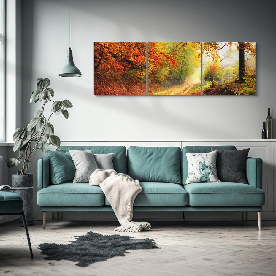 Obraz na płótnie 150x50 - Jesienny urok magia lasu - las, jesień