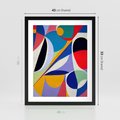 Plakat w ramie 40x50 - Kolorowe Przesunięcia Kształtów - abstrakcyjny obraz olejny, żywe kolory - rama czarna