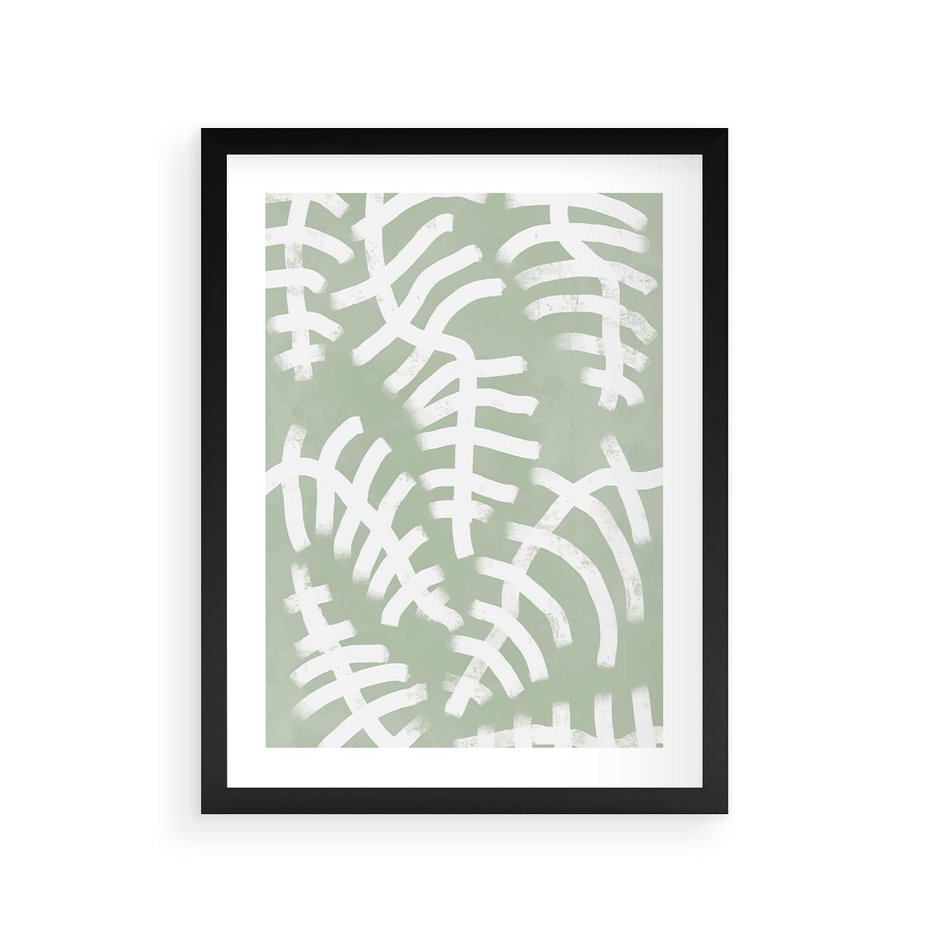 Plakat w ramie 30x40 - Oaza Zieleni - zielona abstrakcja, zgaszona zieleń - rama czarna