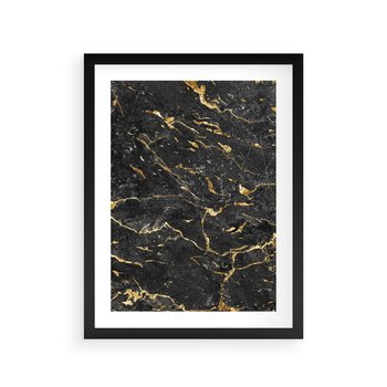 Plakat w ramie 40x50 - Egzotyczny Blask - marmur, złoto - rama czarna