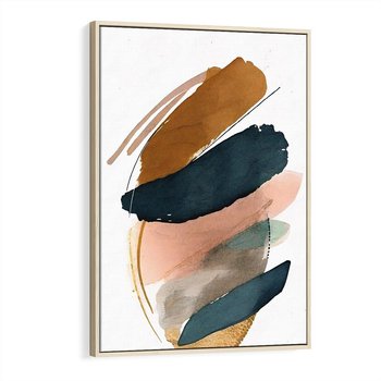 Obraz w ramie 50x70 - Migocące Impresje Przestrzeni - abstrakcyjny obraz, kolory ciepłe - rama drewno