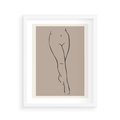 Plakat w ramie 40x50 - Intrygujące Szkice - mnimalistyczny akt kobiecy, beżowa tonacja - rama biała