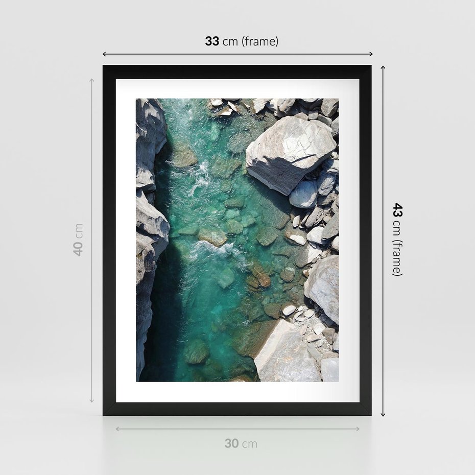Plakat w ramie 30x40 - Spotkanie natury i siły - rzeka, skały - rama czarna