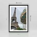 Plakat w ramie 50x70 - Delikatność kolorów - wieża, Eiffla - rama czarna