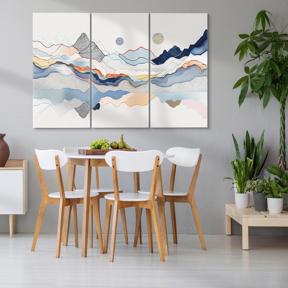 Obraz na płótnie 120x80 - Dynamiczne Góry - akwarelowe graficzne góry, krajobraz