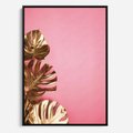Obraz w ramie 70x100 - Luksusowa Elegancja - złote, liście - rama czarna
