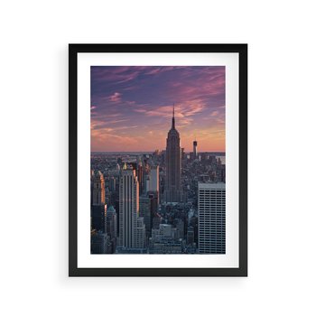 Plakat w ramie 30x40 - Nowy Jork - Błyskawice Manhattanu - Nowy Jork, Manhattan - rama czarna