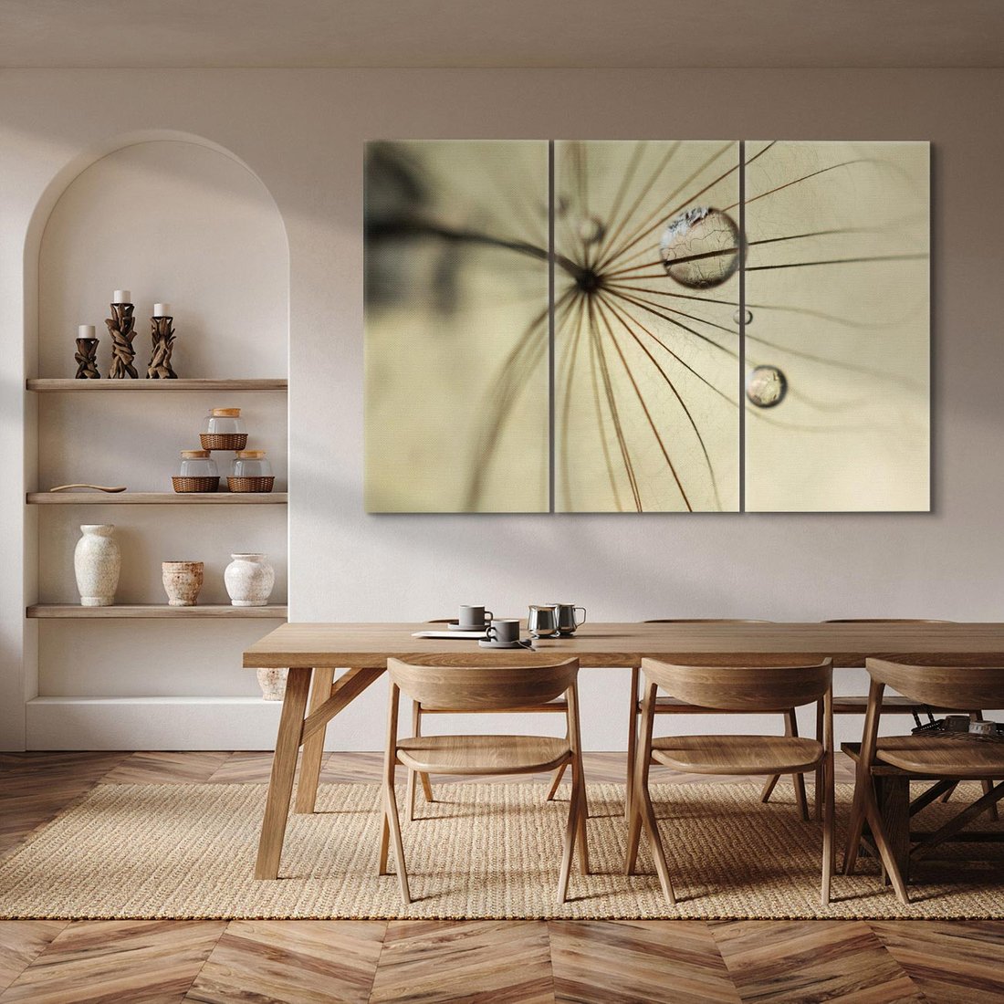 Obraz na płótnie 120x80 - Delikatność dmuchawców - dmuchawce, krople