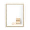 Plakat w ramie 40x50 - Estetyka Literatury - stos książek, minimalistyczna kompozycja - rama drewno