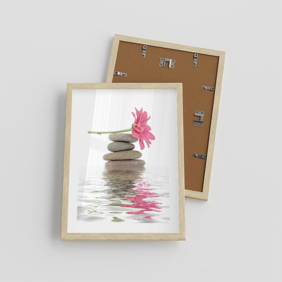 Plakat w ramie 30x40 - Kwiatowe japońskie spa - japońskie, spa - rama drewno